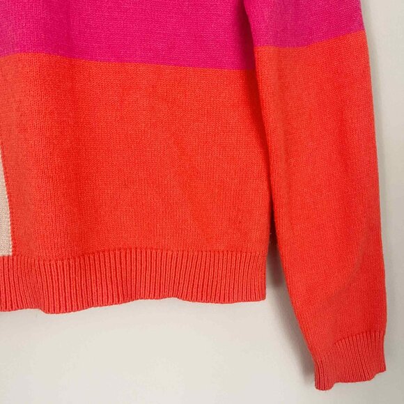 THML Boutique Colorblock Pink Orange Red Sweater Size Small - Picture 3 of 5